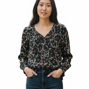 Anthropologie Maeve Alisande Floral Button Front Blouse Size Large Rayon Top